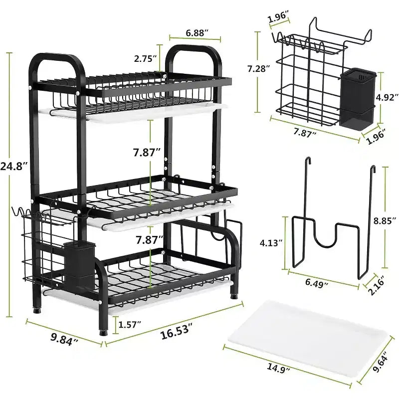 Escurridor de 3 niveles para encimera de cocina