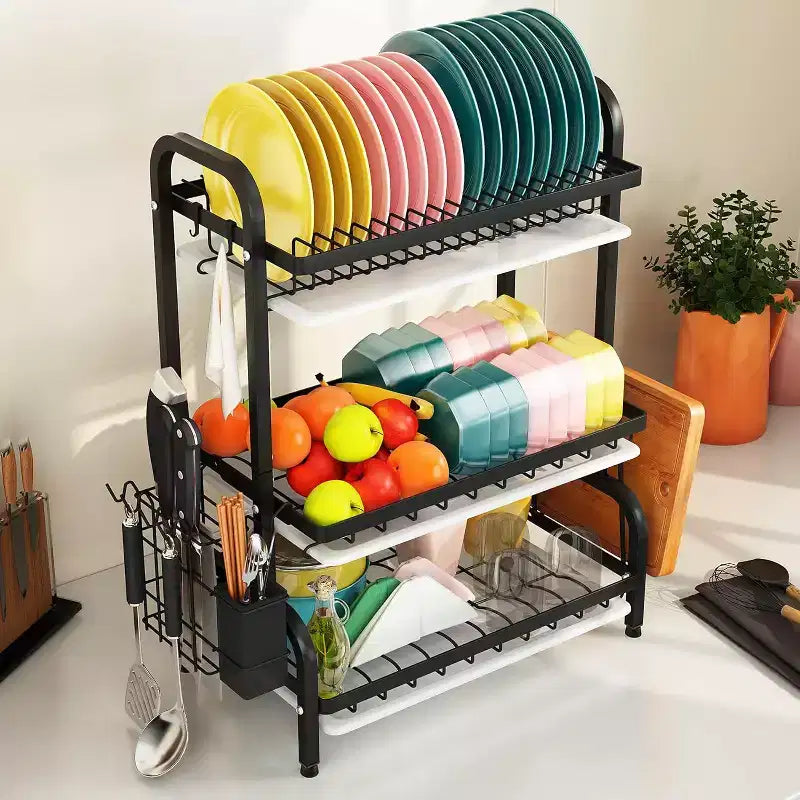 Escurridor de 3 niveles para encimera de cocina
