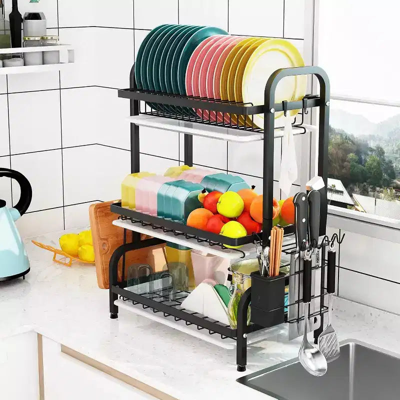 Escurridor de 3 niveles para encimera de cocina