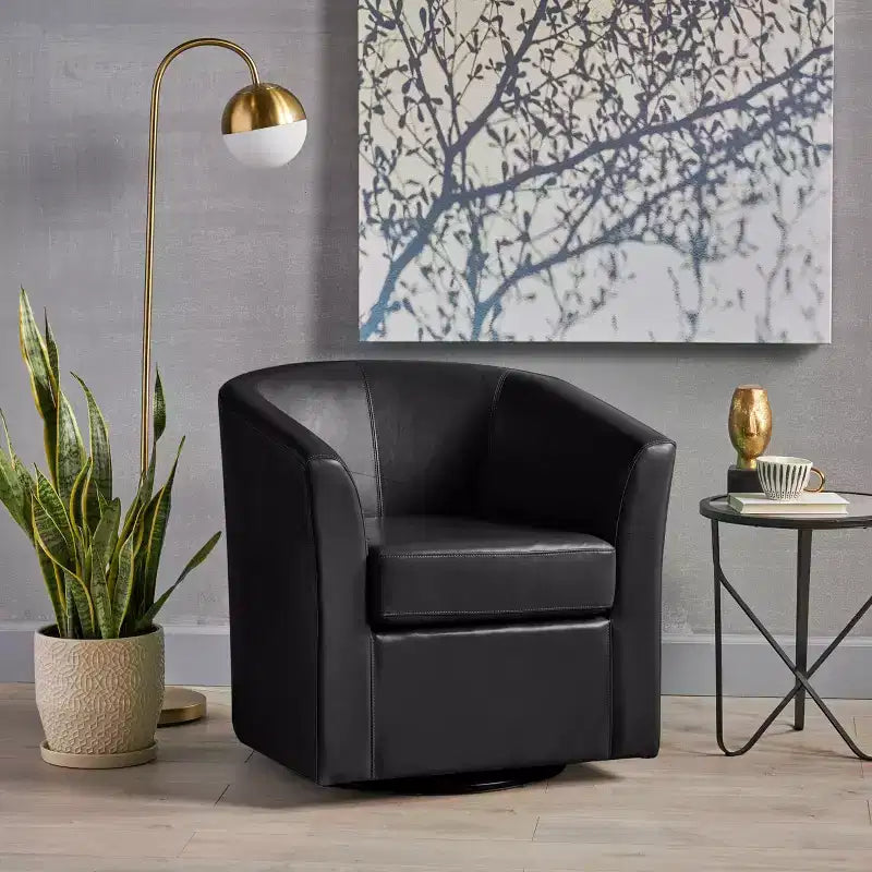Fauteuil pivotant club contemporain en similicuir