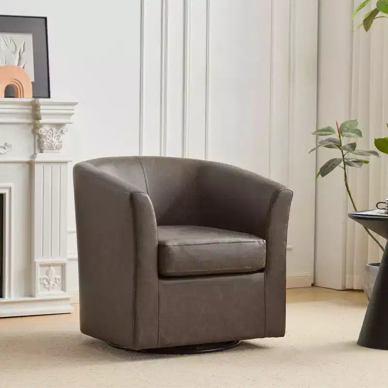 Fauteuil pivotant club contemporain en similicuir