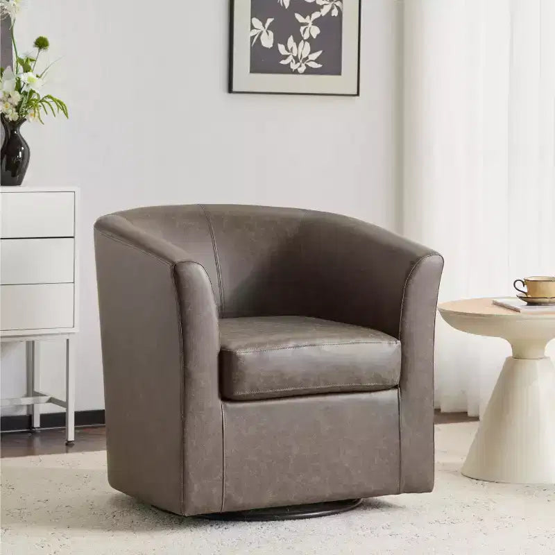 Fauteuil pivotant club contemporain en similicuir
