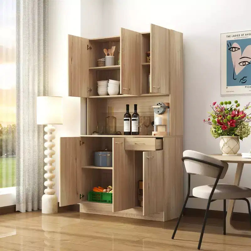 Alacena alta de cocina de 70.87, con 6 puertas, 1 estante abierto y 1 cajón