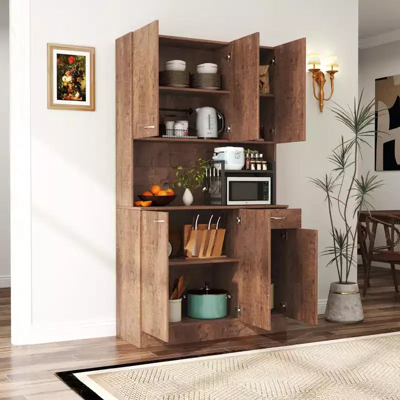 Alacena alta de cocina de 70.87, con 6 puertas, 1 estante abierto y 1 cajón