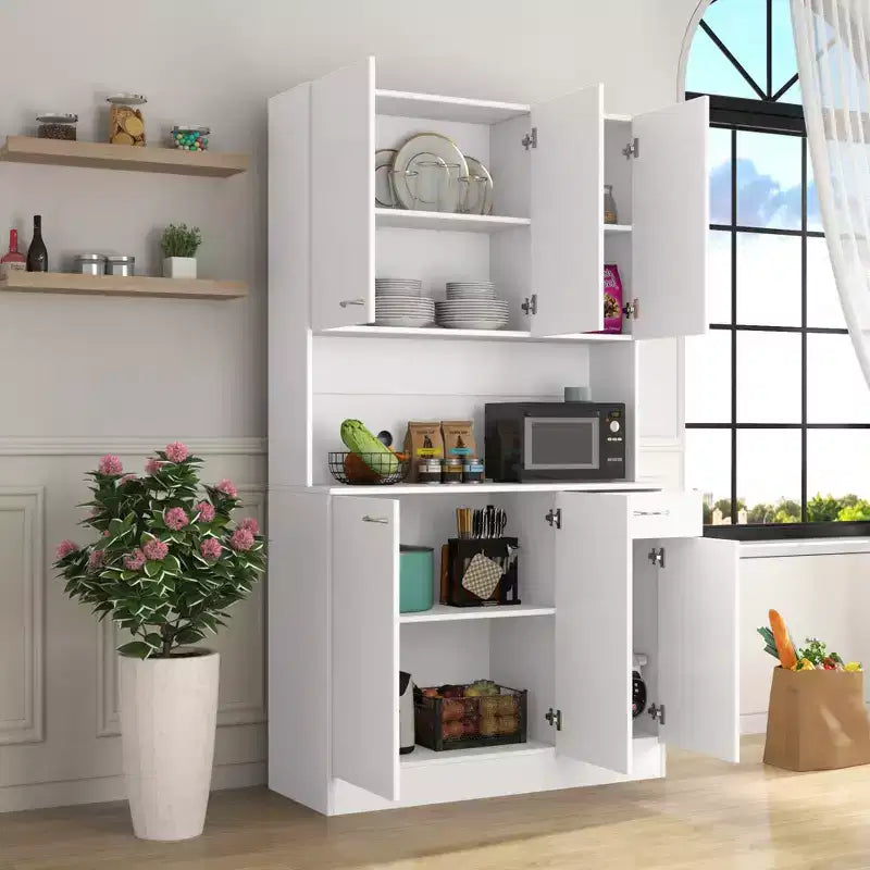 Alacena alta de cocina de 70.87, con 6 puertas, 1 estante abierto y 1 cajón