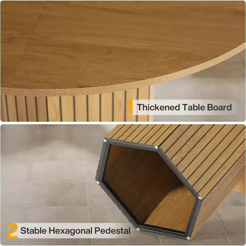 Mesa de comedor de madera para comedor, mesa redonda de 47 pulgadas para 4 personas, con base de pedestal y tablero circular de roble