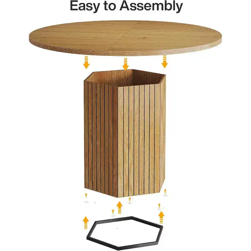 Mesa de comedor de madera para comedor, mesa redonda de 47 pulgadas para 4 personas, con base de pedestal y tablero circular de roble