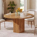 Mesa de comedor de madera para comedor, mesa redonda de 47 pulgadas para 4 personas, con base de pedestal y tablero circular de roble