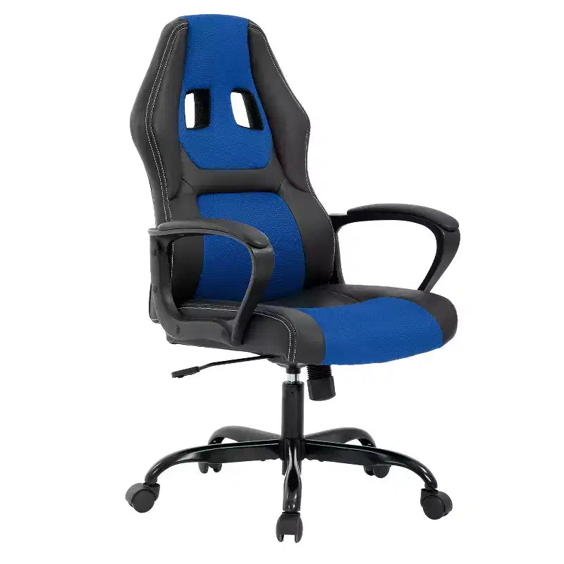 Fauteuil de jeu et de bureau avec soutien lombaire, hauteur réglable, similicuir PU, fauteuil de direction pour femmes, hommes et adultes