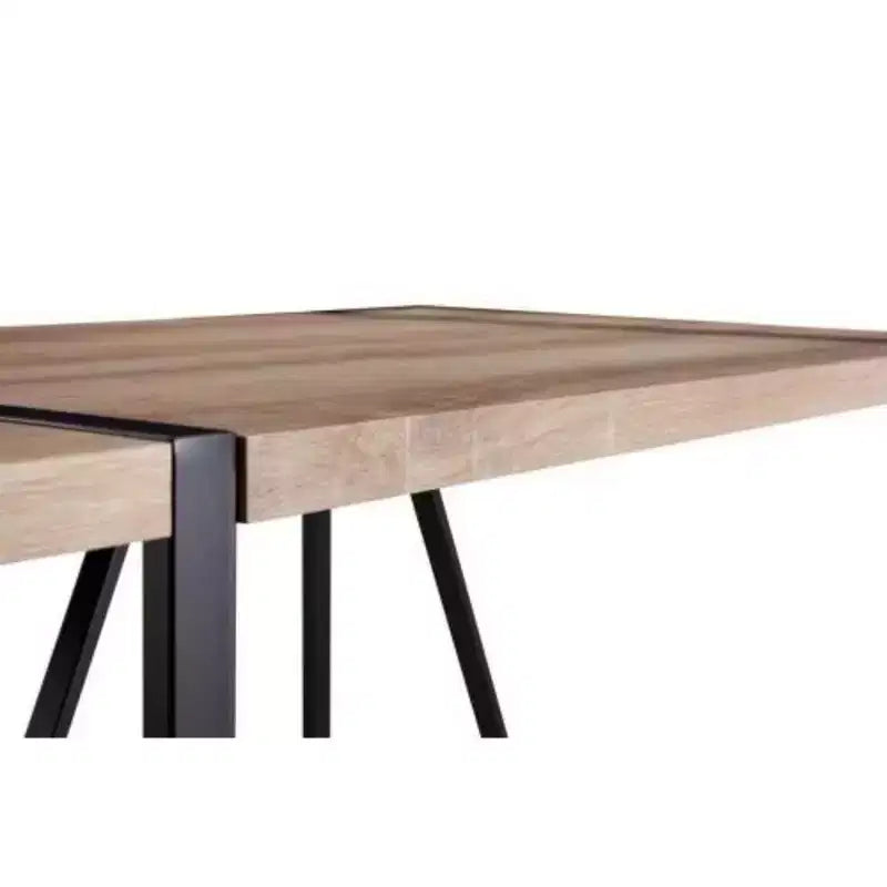 Mesa de comedor moderna de estilo rústico industrial (4-6 personas), MDF de 1.5 de grosor, patas de metal negro, multiusos.