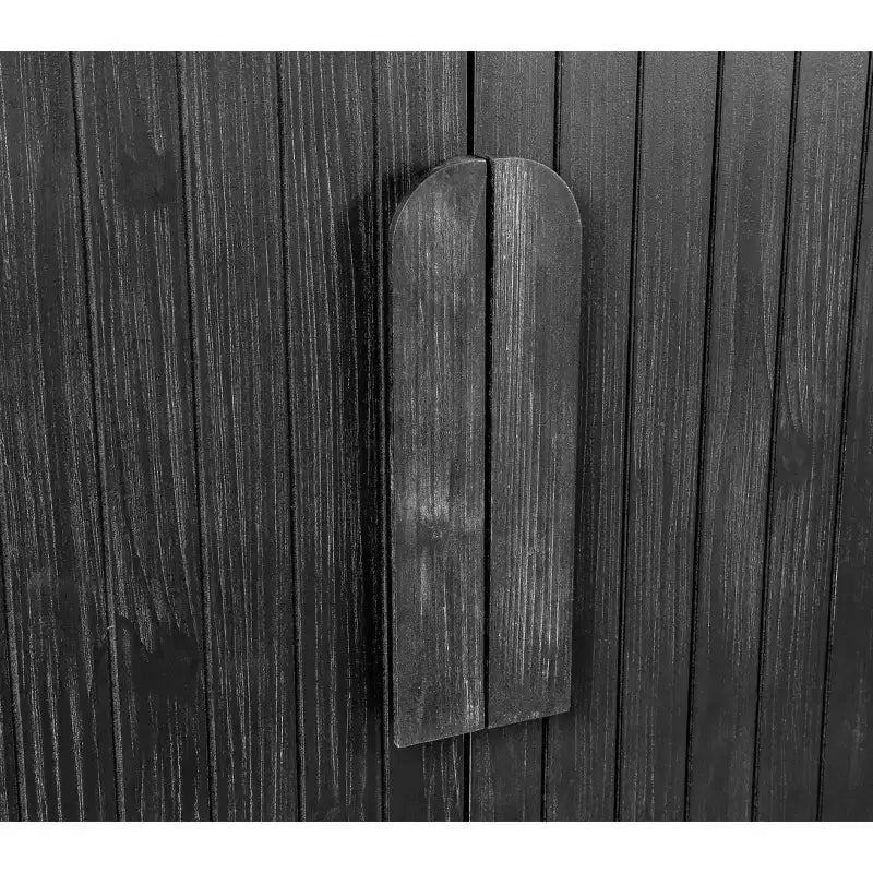 Buffet incurvé de style fermier vintage de 59''W avec grandes poignées en bois, sculpture à grain de bois vertical et étagères réglables