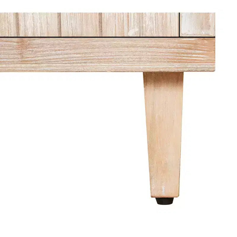Buffet incurvé de style fermier vintage de 59''W avec grandes poignées en bois, sculpture à grain de bois vertical et étagères réglables