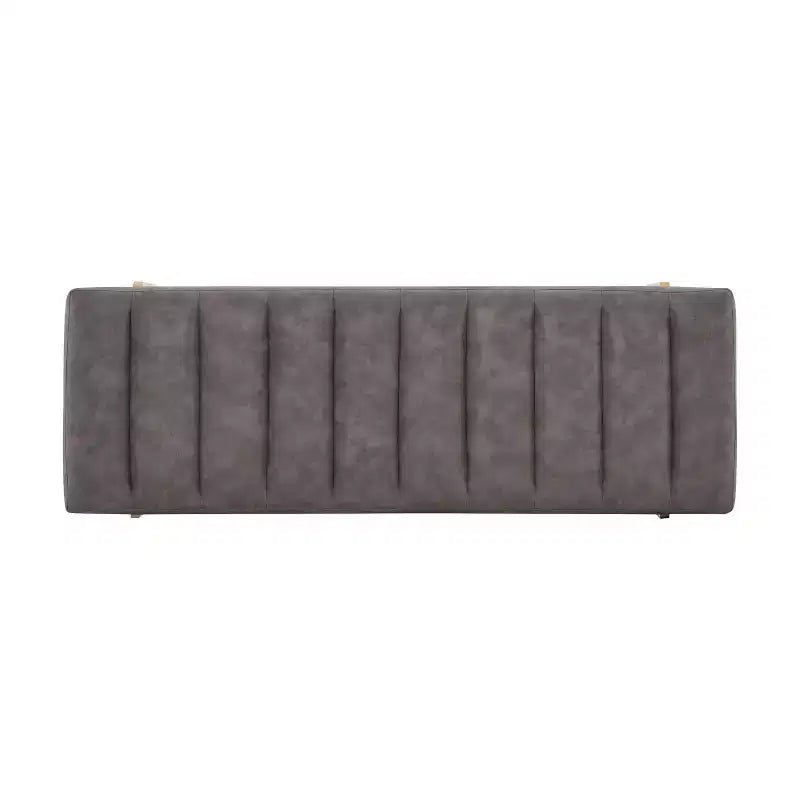 Pouf moderne de 55 W en similicuir capitonné à canaux, avec piètement doré