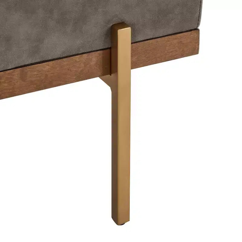 Pouf moderne de 55 W en similicuir capitonné à canaux, avec piètement doré