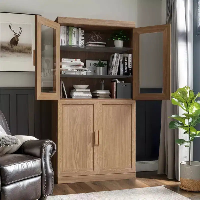 Armoire d’appoint en bois de 31x31x16 avec étagère réglable, rangement naturel