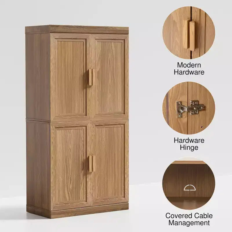 Armoire d’appoint en bois de 31x31x16 avec étagère réglable, rangement naturel