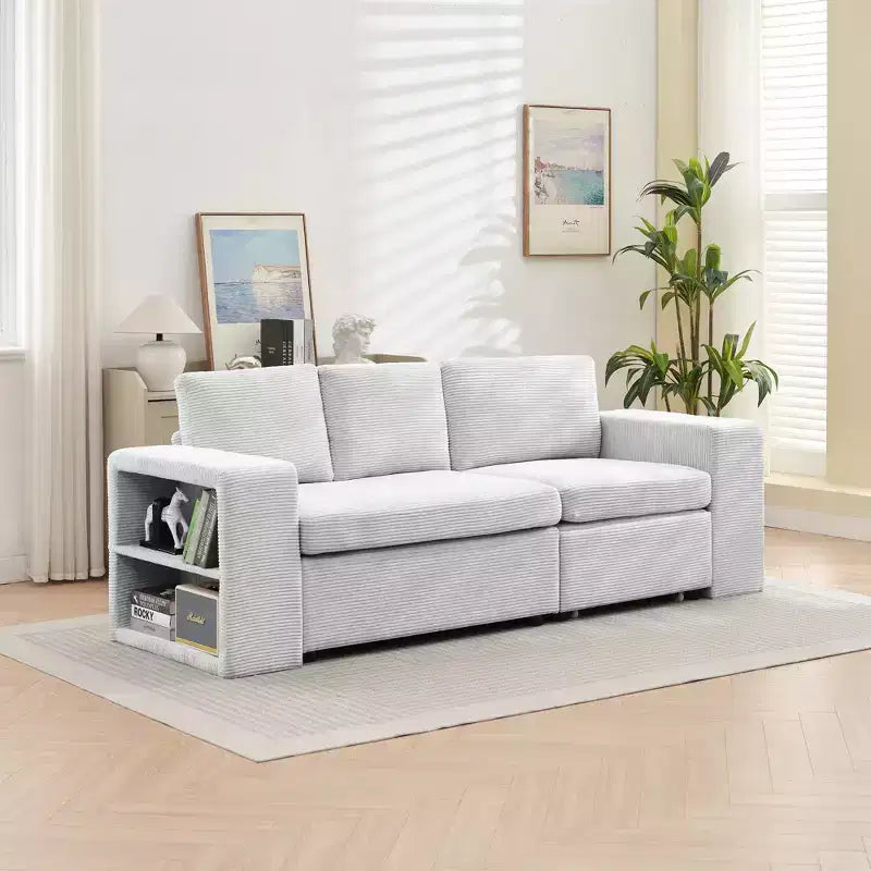 Verwandelbares L-förmiges Schlafsofa mit ausziehbarem Bett und umkehrbarer Recamiere für Wohnzimmer, Apartment, Schlafzimmer und Büro
