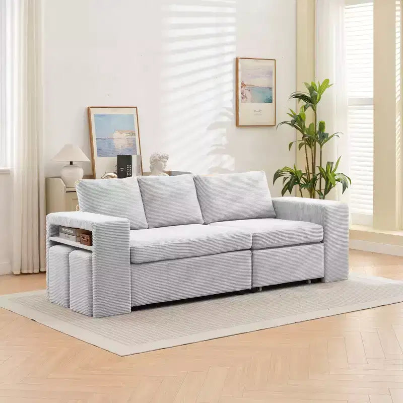 Verwandelbares L-förmiges Schlafsofa mit ausziehbarem Bett und umkehrbarer Recamiere für Wohnzimmer, Apartment, Schlafzimmer und Büro