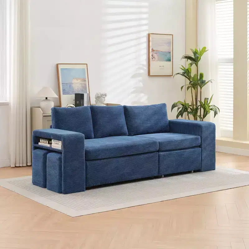Verwandelbares L-förmiges Schlafsofa mit ausziehbarem Bett und umkehrbarer Recamiere für Wohnzimmer, Apartment, Schlafzimmer und Büro