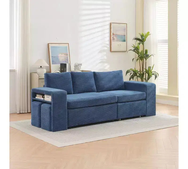 Verwandelbares L-förmiges Schlafsofa mit ausziehbarem Bett und umkehrbarer Recamiere für Wohnzimmer, Apartment, Schlafzimmer und Büro