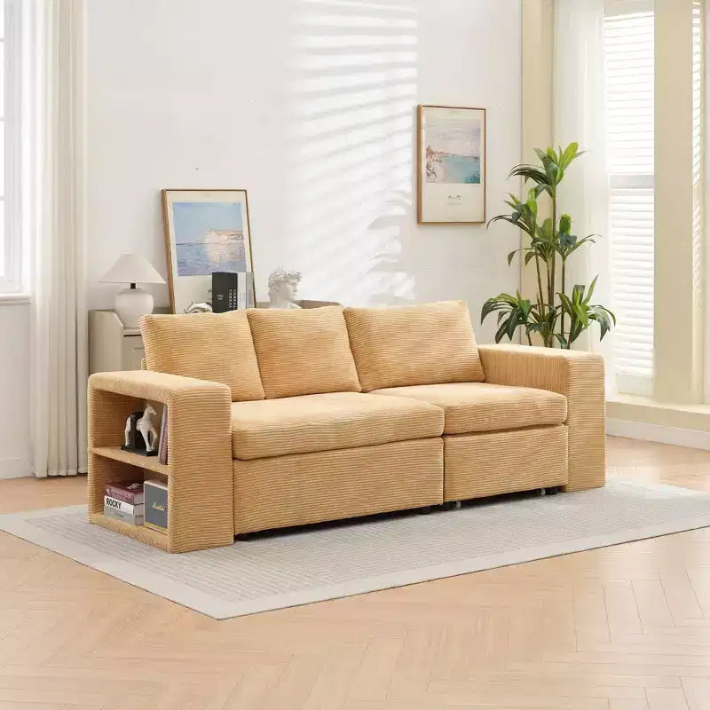 Verwandelbares L-förmiges Schlafsofa mit ausziehbarem Bett und umkehrbarer Recamiere für Wohnzimmer, Apartment, Schlafzimmer und Büro