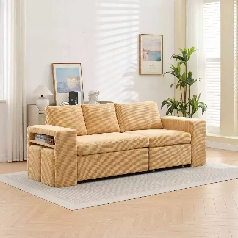 Verwandelbares L-förmiges Schlafsofa mit ausziehbarem Bett und umkehrbarer Recamiere für Wohnzimmer, Apartment, Schlafzimmer und Büro