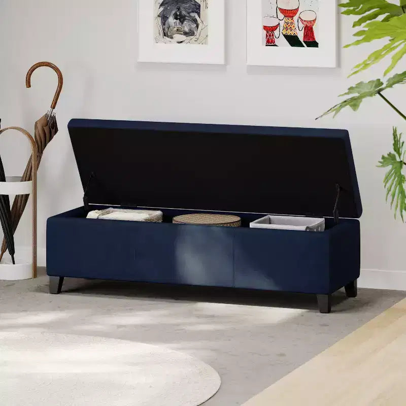 Pouf de rangement rembourré en velours