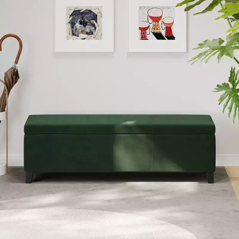 Pouf de rangement rembourré en velours
