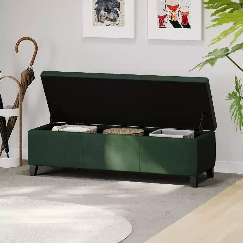 Pouf de rangement rembourré en velours