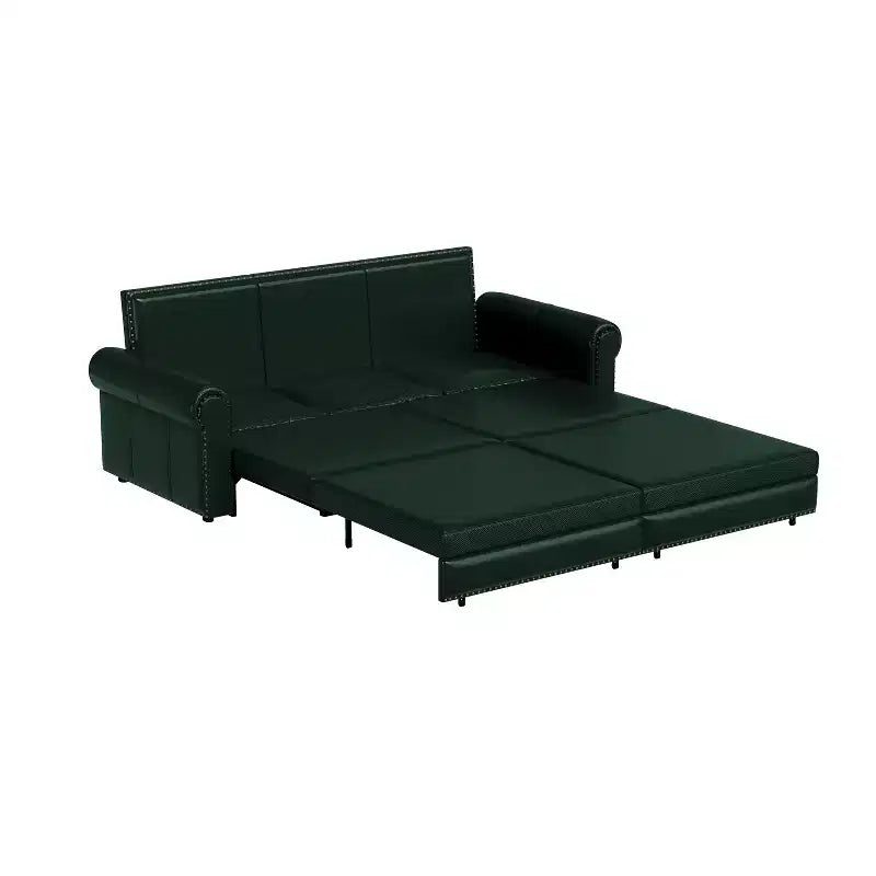 Multifunktionales 93.7-Schlafsofa in King-Size aus Kunstleder mit Nagelkopfzierleisten