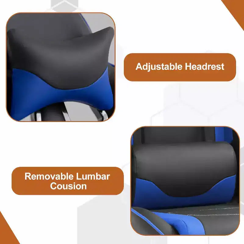 Fauteuil de jeu de course et de bureau avec fonction de massage et soutien lombaire, similicuir PU, pour adulte