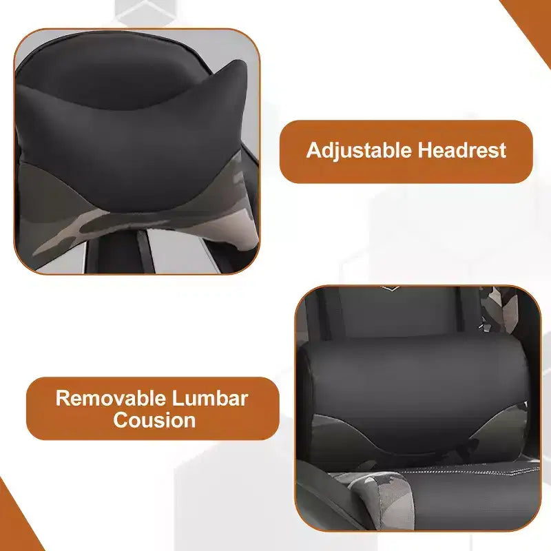 Fauteuil de jeu de course et de bureau avec fonction de massage et soutien lombaire, similicuir PU, pour adulte