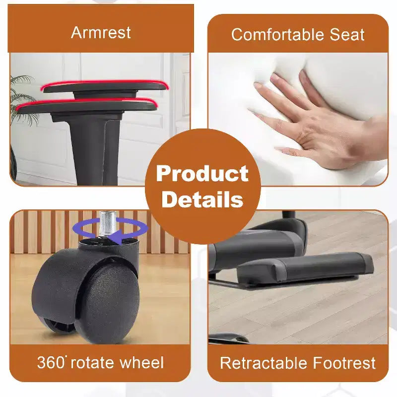 Fauteuil de jeu de course et de bureau avec fonction de massage et soutien lombaire, similicuir PU, pour adulte