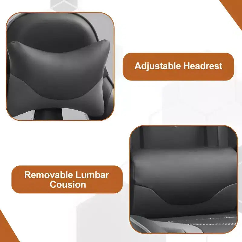 Fauteuil de jeu de course et de bureau avec fonction de massage et soutien lombaire, similicuir PU, pour adulte