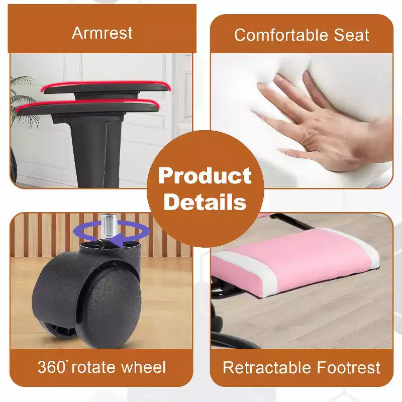 Fauteuil de jeu de course et de bureau avec fonction de massage et soutien lombaire, similicuir PU, pour adulte