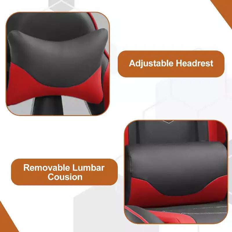 Fauteuil de jeu de course et de bureau avec fonction de massage et soutien lombaire, similicuir PU, pour adulte