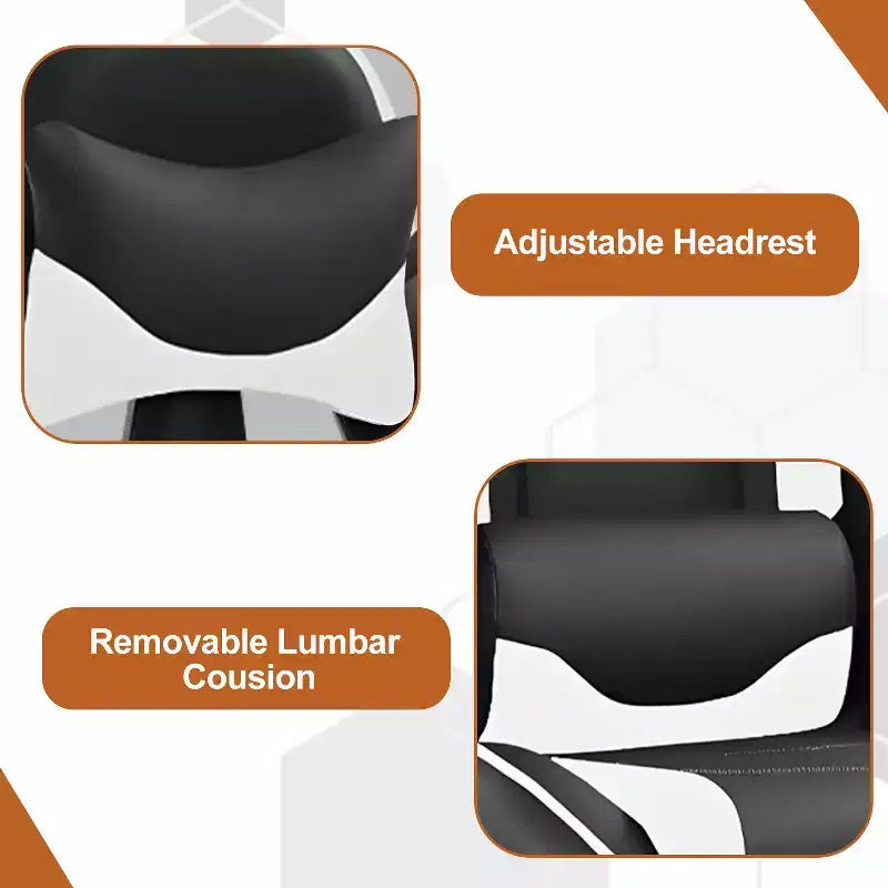 Fauteuil de jeu de course et de bureau avec fonction de massage et soutien lombaire, similicuir PU, pour adulte
