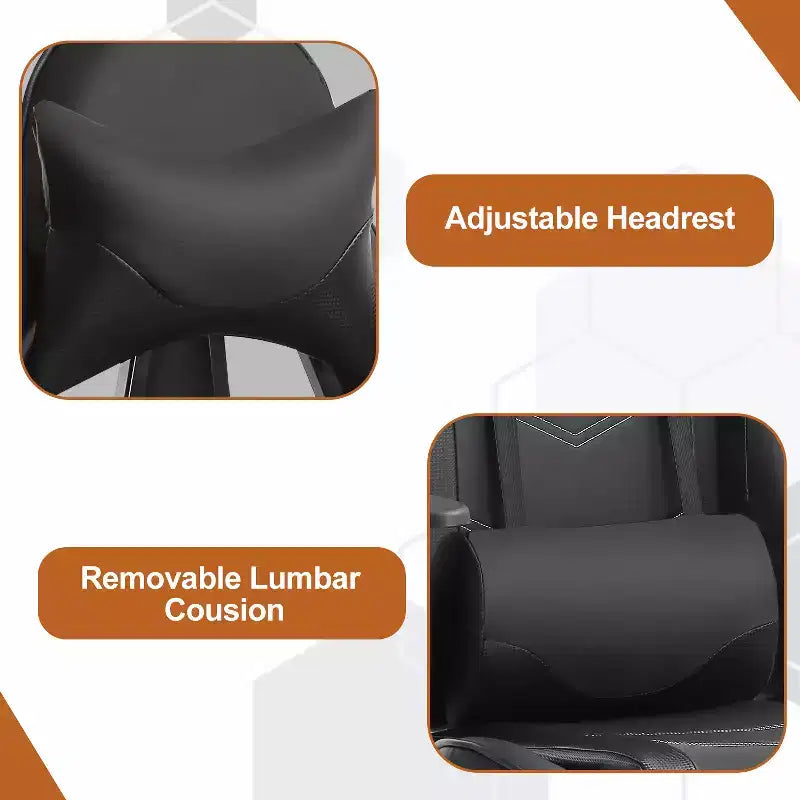 Fauteuil de jeu de course et de bureau avec fonction de massage et soutien lombaire, similicuir PU, pour adulte
