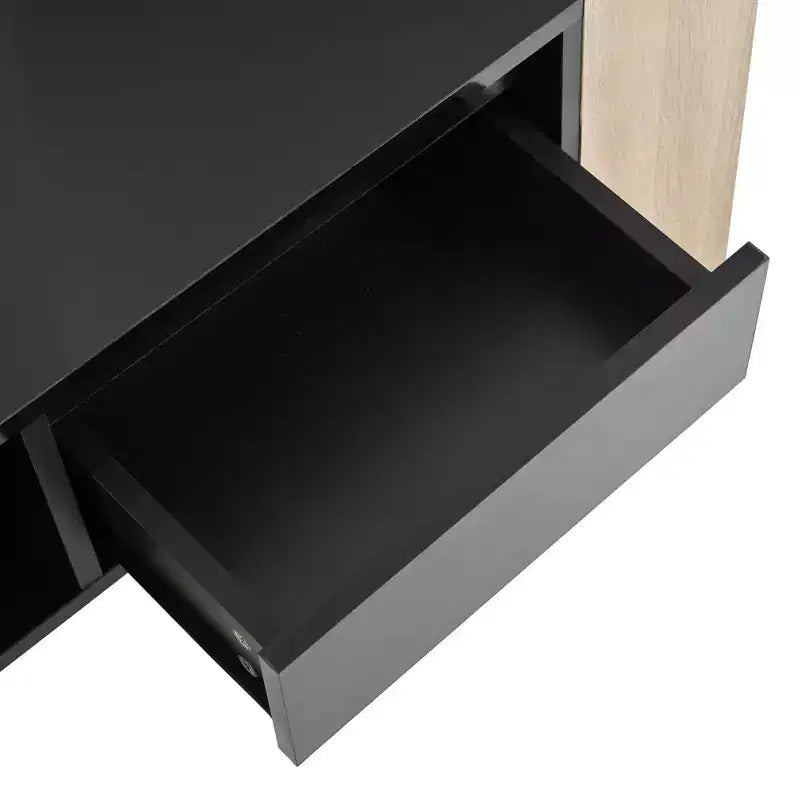 Table basse / table à thé / table centrale de 41 pouces à finition très brillante, avec 2 tiroirs, une étagère de rangement et des compartiments de rangement latéraux