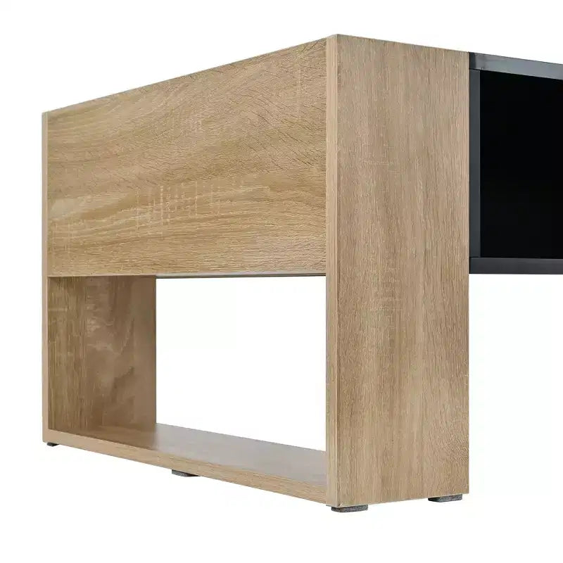 Table basse / table à thé / table centrale de 41 pouces à finition très brillante, avec 2 tiroirs, une étagère de rangement et des compartiments de rangement latéraux
