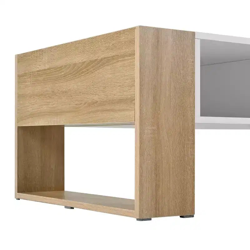 Table basse / table à thé / table centrale de 41 pouces à finition très brillante, avec 2 tiroirs, une étagère de rangement et des compartiments de rangement latéraux