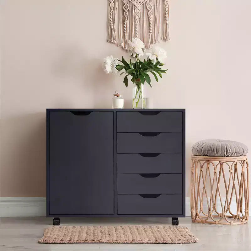 Caisson de rangement pour dossiers de bureau à 5 tiroirs et étagères, armoires à dossiers en bois pour bureau à domicile, caisson mobile latéral