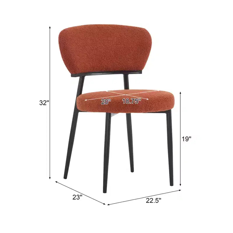 Silla de comedor tapizada con patas de metal (juego de 2)