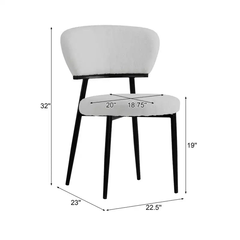 Silla de comedor tapizada con patas de metal (juego de 2)