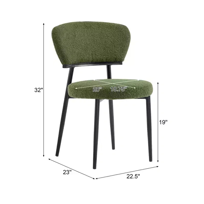 Silla de comedor tapizada con patas de metal (juego de 2)