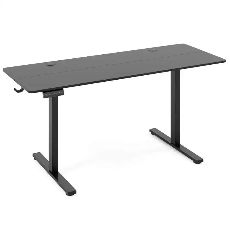 Bureau assis-debout de 63 x 24 Inch, électrique et réglable en hauteur, naturel/marron/blanc
