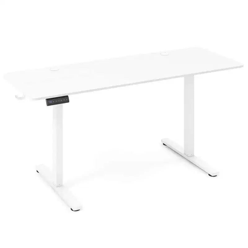 Bureau assis-debout de 63 x 24 Inch, électrique et réglable en hauteur, naturel/marron/blanc