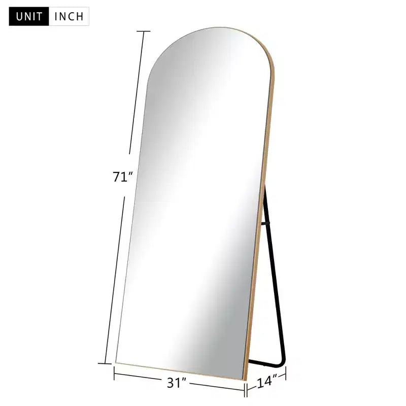 Miroir pleine longueur en bois massif en arc de 71x31, miroir sur pied noir