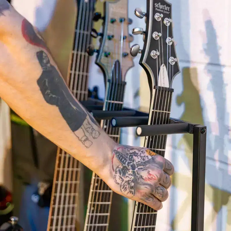 Gitarrenständer mit 10 Fächern | Grau