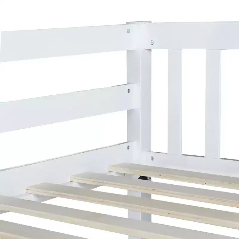 Lit superposé convertible en bois d’hévéa avec 2 tiroirs, échelle et barrières de sécurité